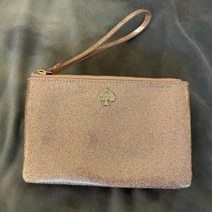 Glittery Pink Zippered Wristlet Kate Spade
